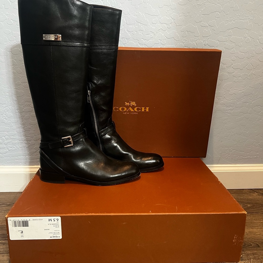 Coach Black Leather Tall Boots